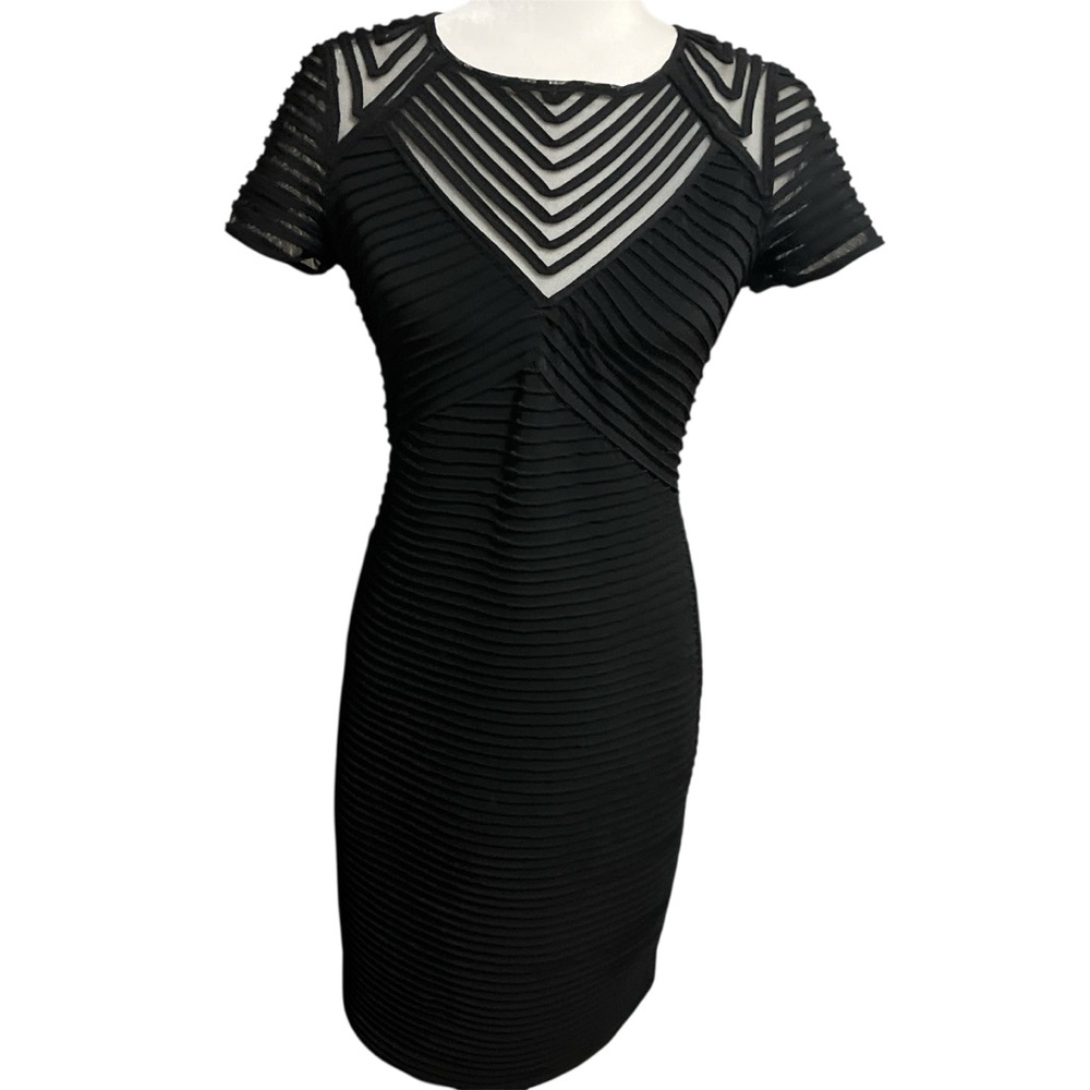 Black Textured Short Sleeve Dress
